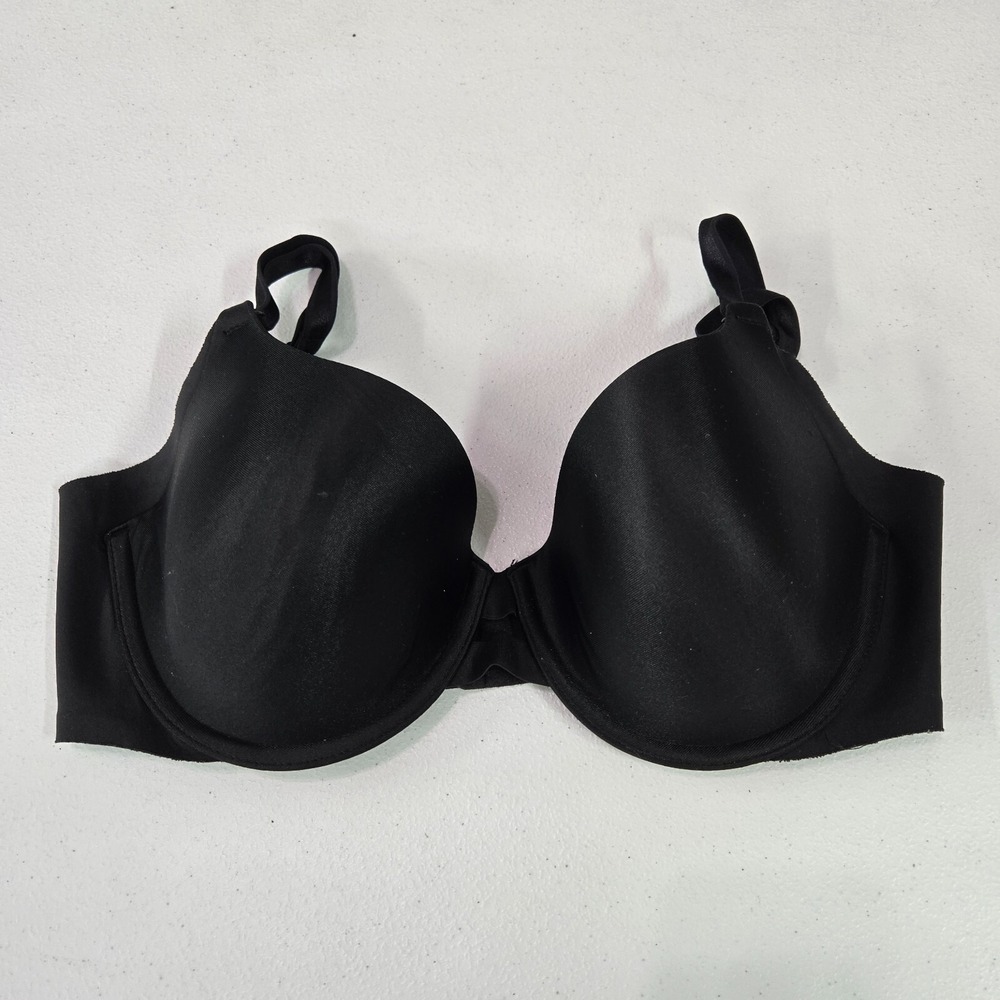 Warner's Women Bra 34D Black No Side Effects Underwire T Shirt Lightly Lined